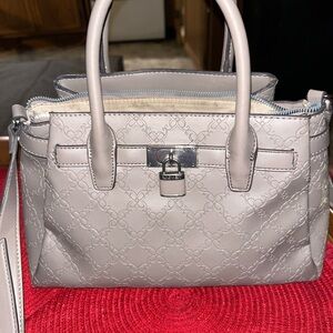 Nine West Gray Shoulder Bag with Lock Detail